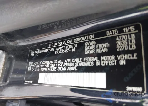 2016 Volvo S60 T5 Premier z USA, uszkodzony, nr VIN YV1612TK8G2405385